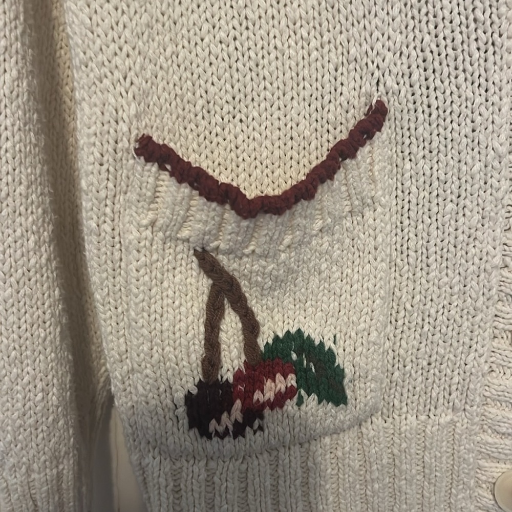 Anthropologie Maeve Cherry Cardigan Sweater NWOT Size Small petite EUC - Picture 11 of 14